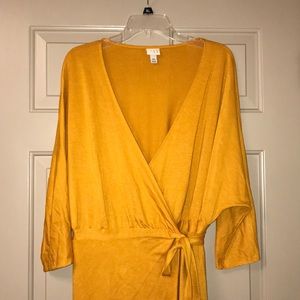 Mustard yellow wrap dress